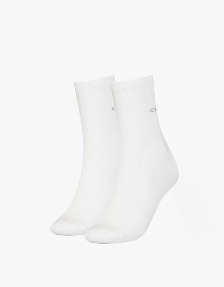 2 Pack Womens Crew Socks White