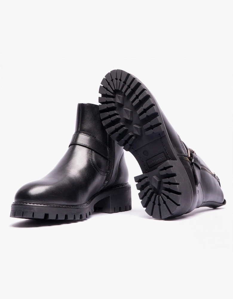 ANNA Womens Leather Zip-Up Ankle Boots Black