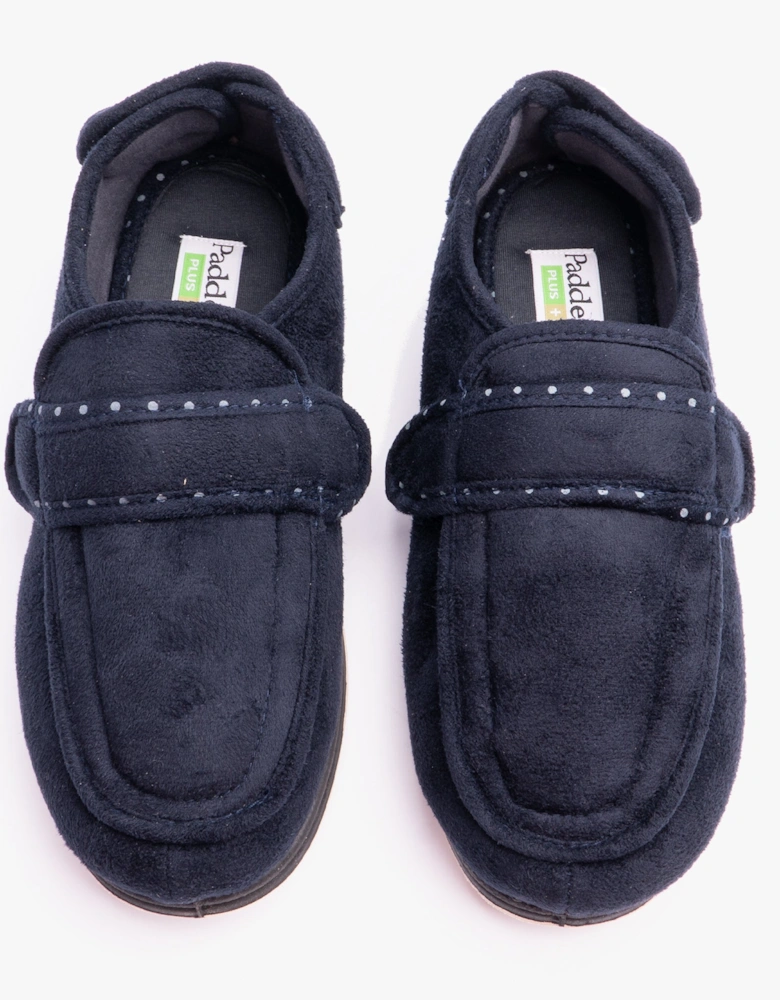 ENFOLD Womens (EE Fit) Touch Fasten Full Slippers Navy