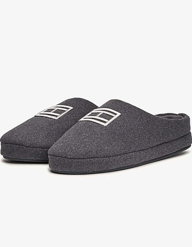 FLAG WARM FELT HOUSE Mens Mule Slippers Dark Ash