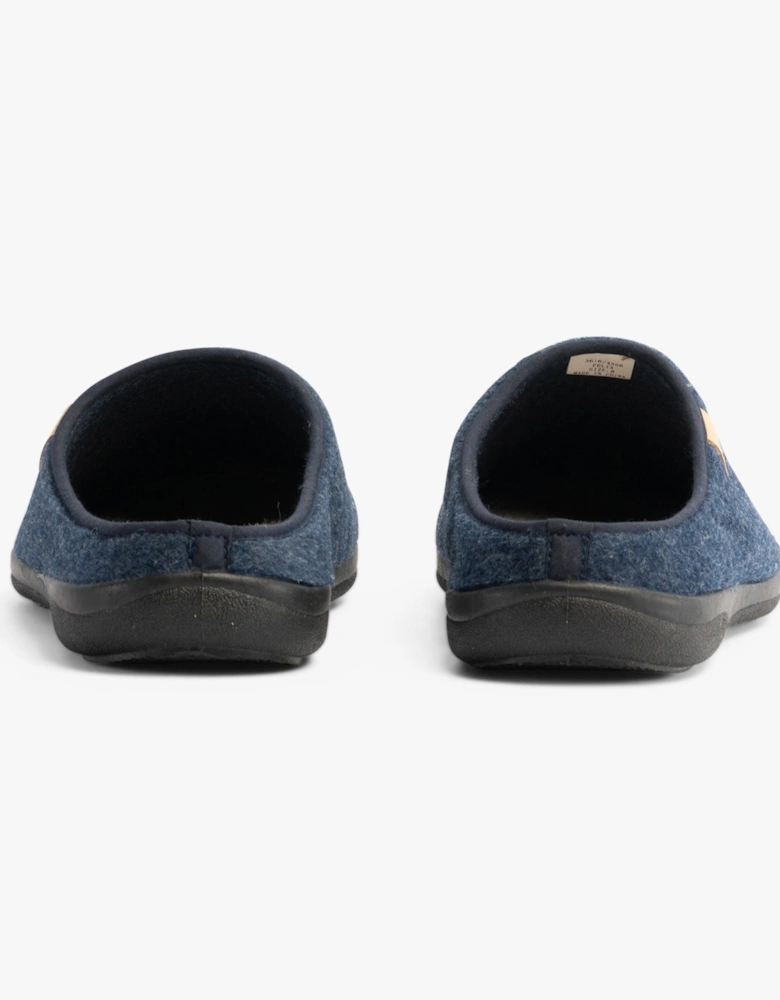 FELIX Mens Slippers Blue Felt