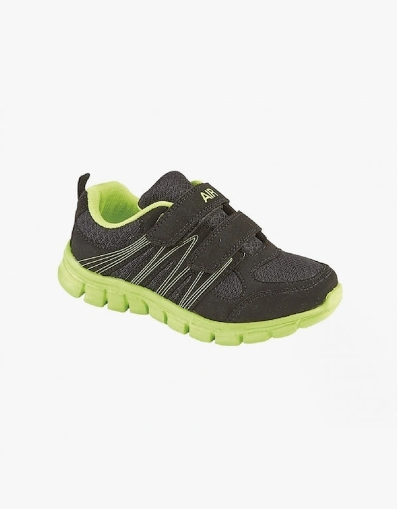 AIR SPRINT Unisex Kids Touch Fasten Trainers Black/Lime