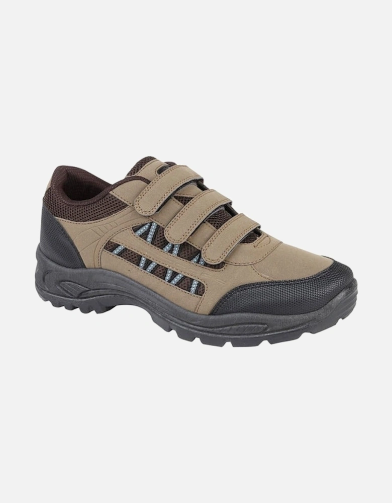 ASCEND Mens Triple Touch Fasten Padded Trail Shoes Khaki/Brown