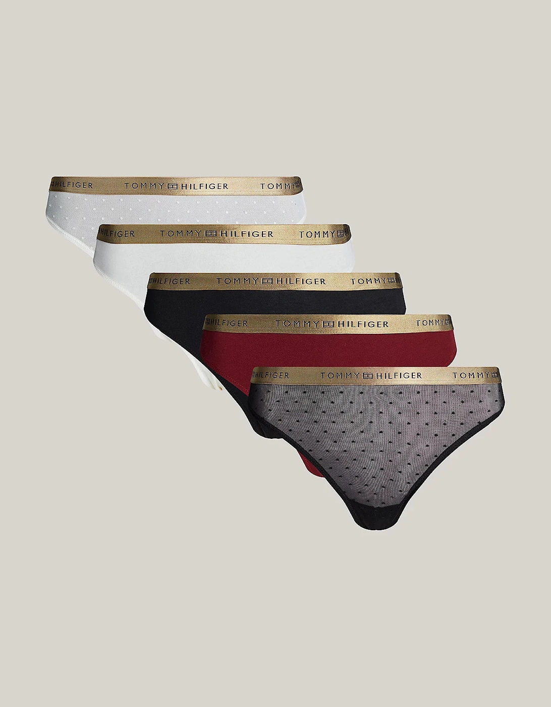 Women's Tommy Hilfiger GIFT UNDERWEAR Womens 5 Pack Thongs Multicoloured - Size: 14