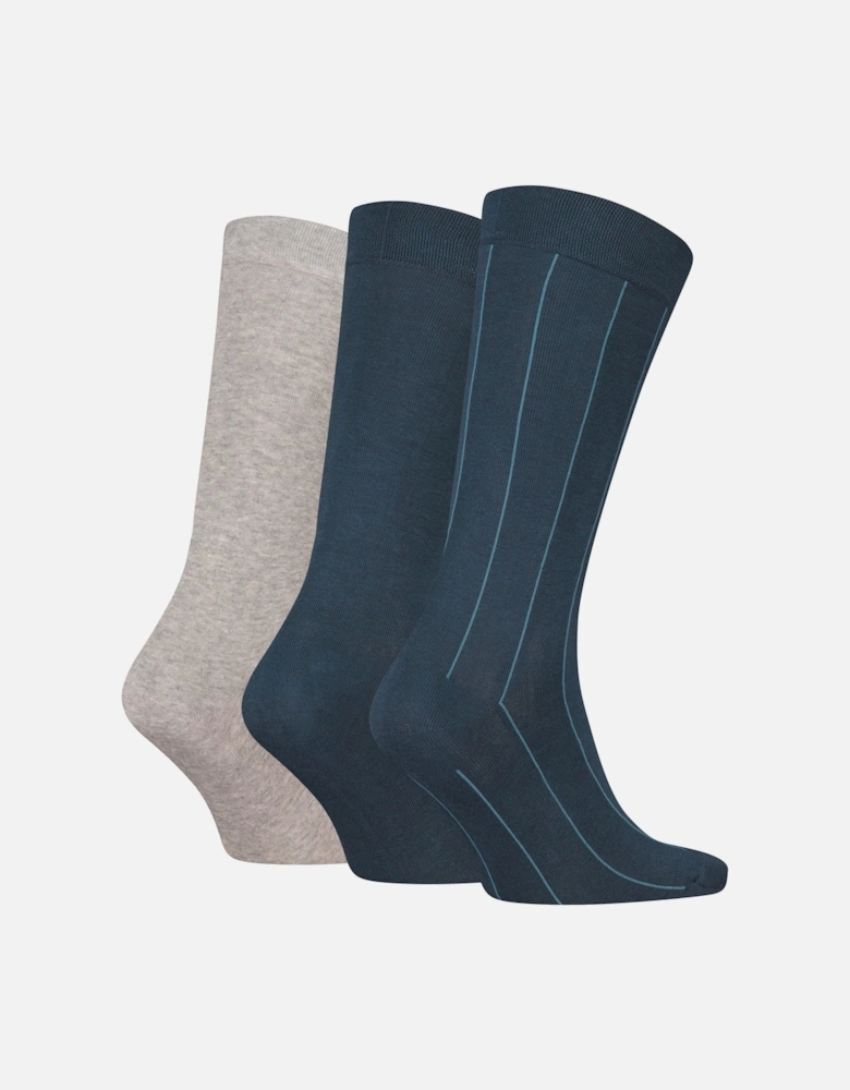 3 Pack Giftboxed Classic Mens Crew Socks Navy/Grey