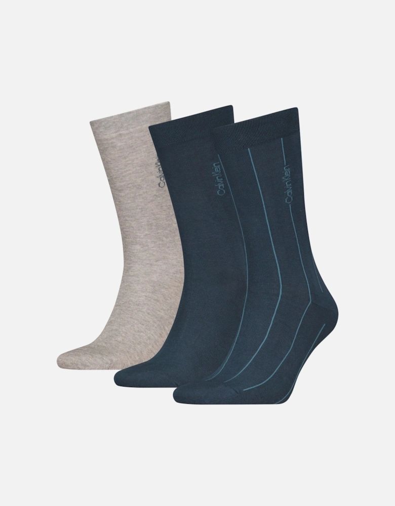 3 Pack Giftboxed Classic Mens Crew Socks Navy/Grey