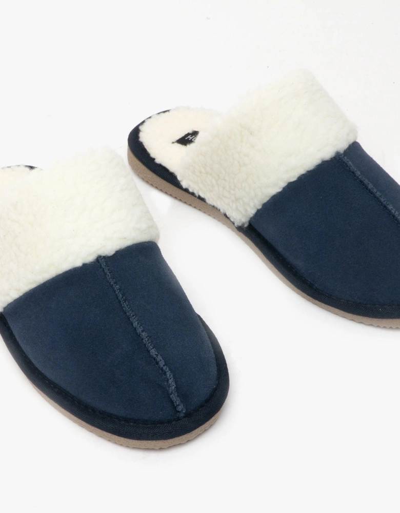 ARIANNA Womens Suede Mule Slippers Navy