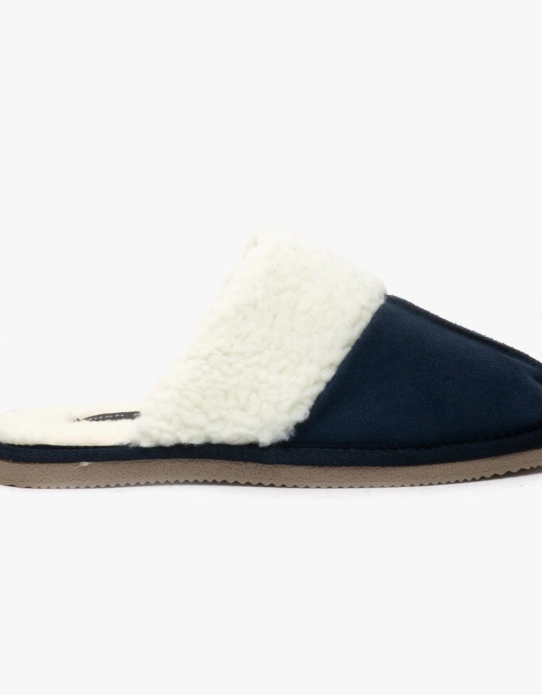 ARIANNA Womens Suede Mule Slippers Navy