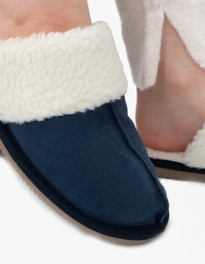 ARIANNA Womens Suede Mule Slippers Navy