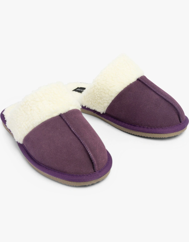 ARIANNA Womens Suede Mule Slippers Purple