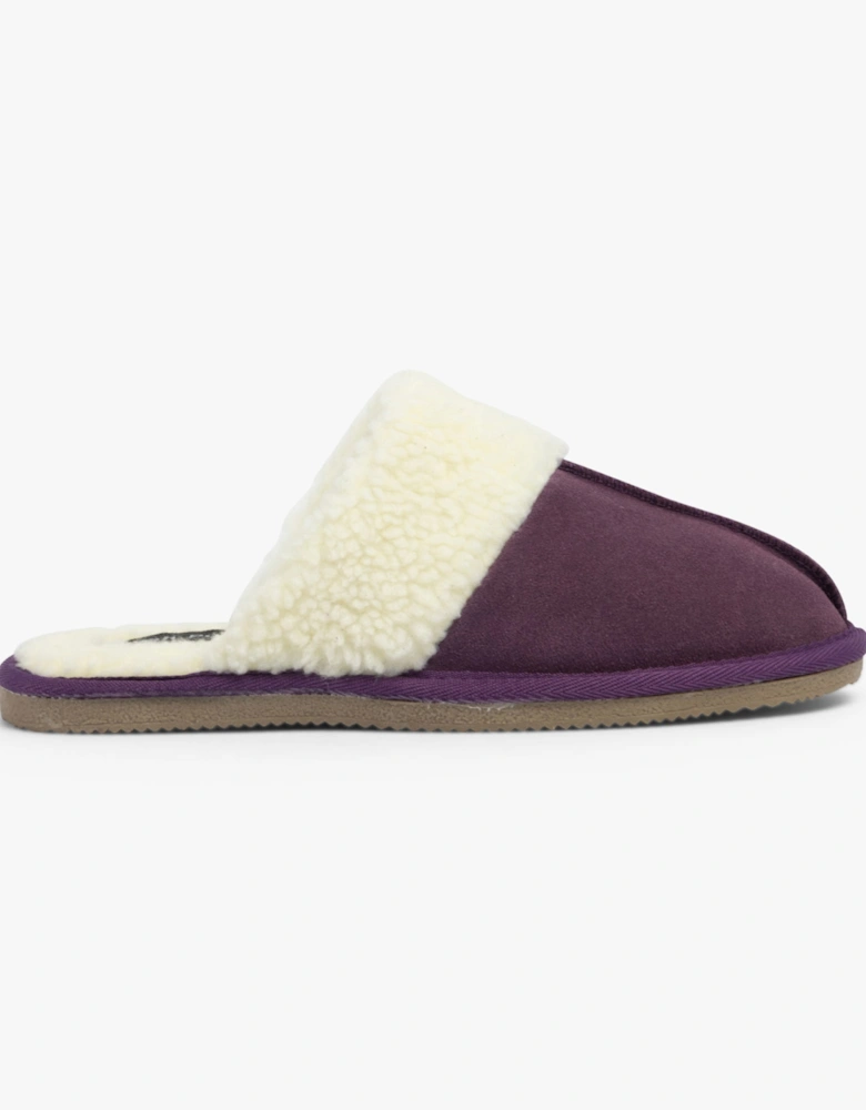 ARIANNA Womens Suede Mule Slippers Purple