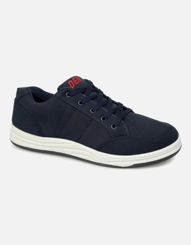 CHARLIE Mens Canvas 5 Eyelet Leisure Trainers Navy