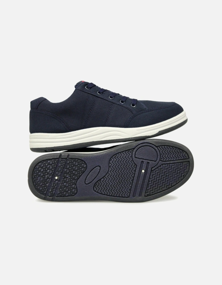 CHARLIE Mens Canvas 5 Eyelet Leisure Trainers Navy