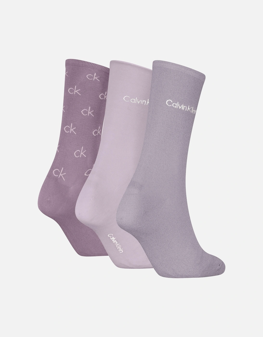 3 Pack Giftboxed Logo Womens Crew Socks Lilac Combo