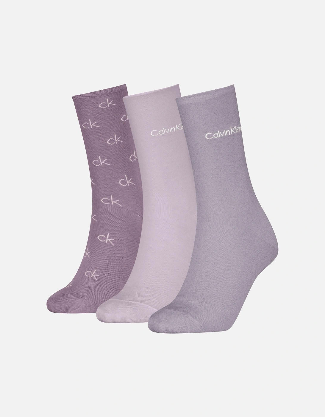 3 Pack Giftboxed Logo Womens Crew Socks Lilac Combo, 5 of 4