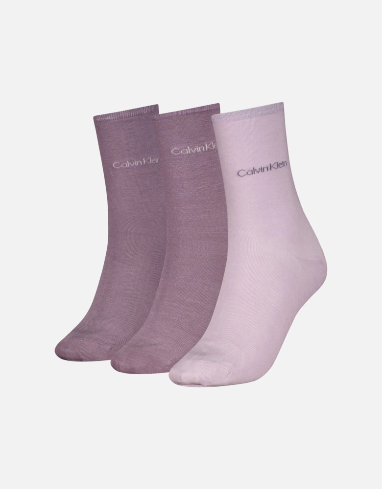 3 Pack Giftboxed Womens Crew Socks Lilac