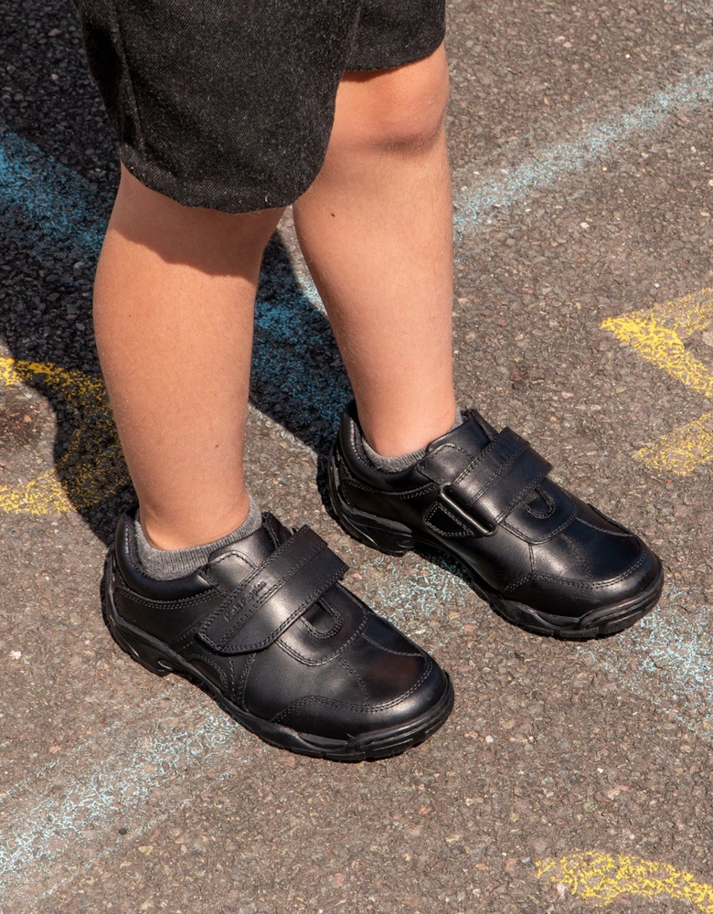 ARLO Boys Leather School Shoes Black