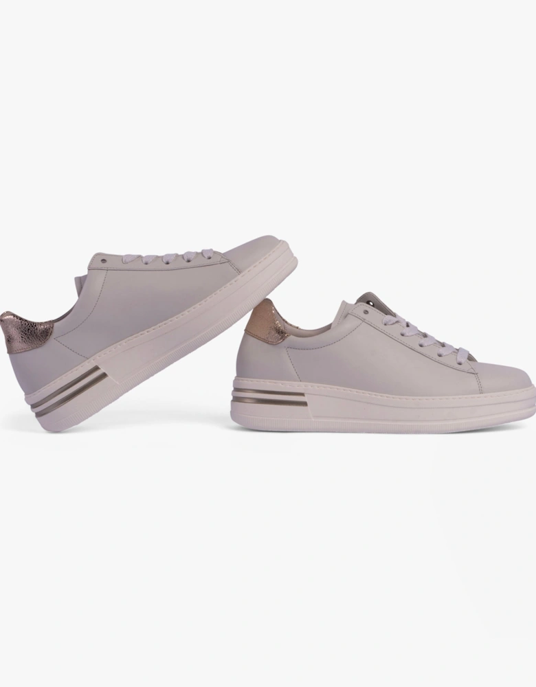 KEYSTONE Womens Trainers Off-White/Silver/Gold