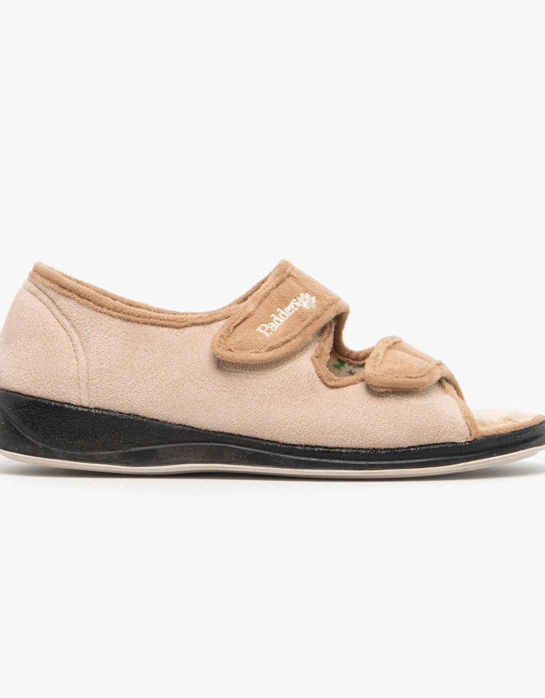 LYDIA Womens (EE Fit) Touch Fasten Slippers Taupe, 7 of 6