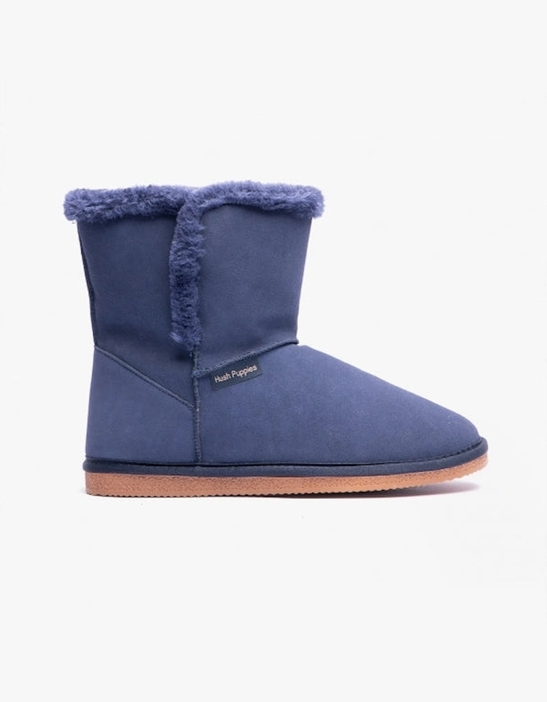 ASHLEIGH Womens Suede Bootie Slippers Navy