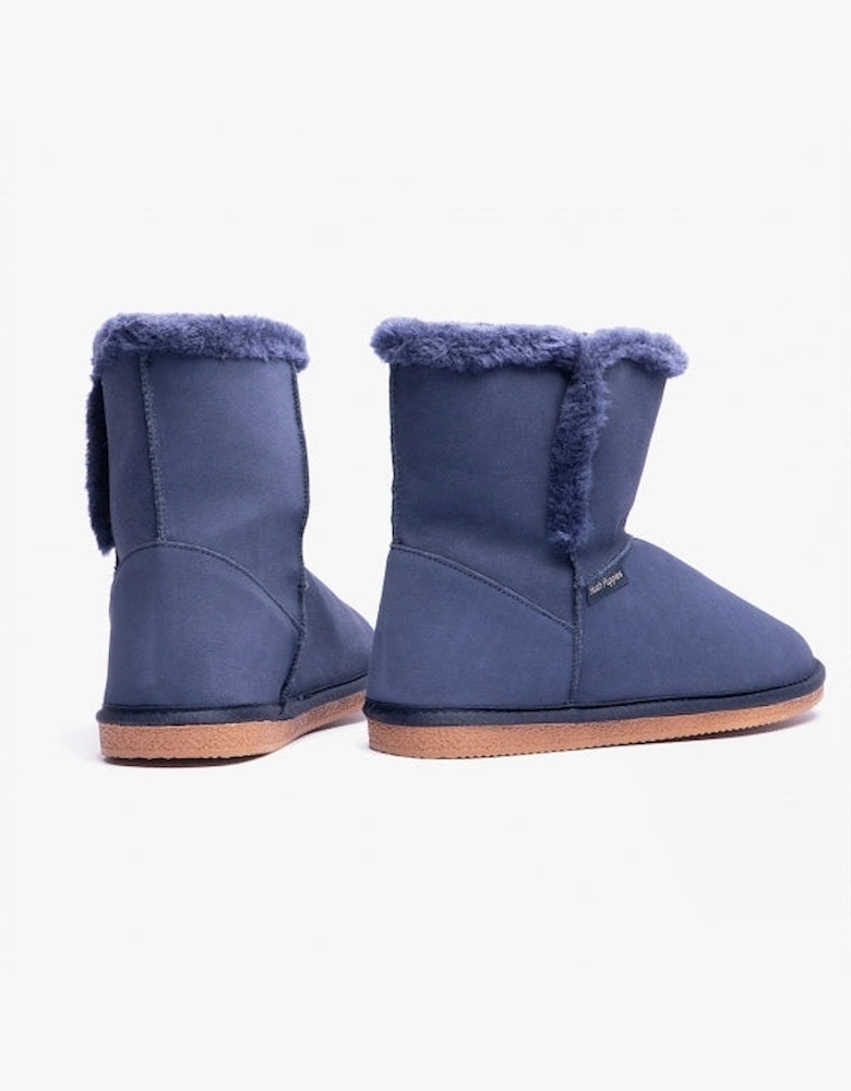 ASHLEIGH Womens Suede Bootie Slippers Navy