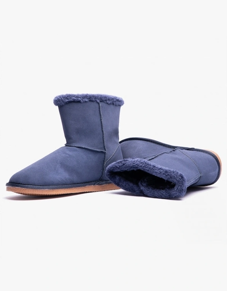 ASHLEIGH Womens Suede Bootie Slippers Navy