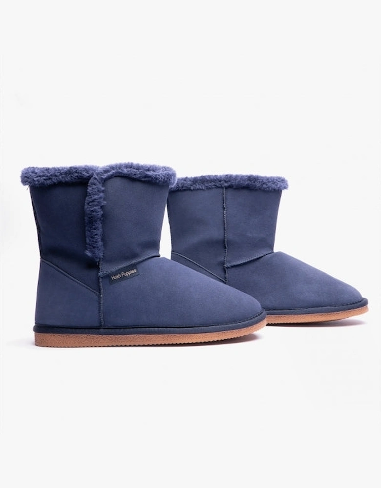 ASHLEIGH Womens Suede Bootie Slippers Navy