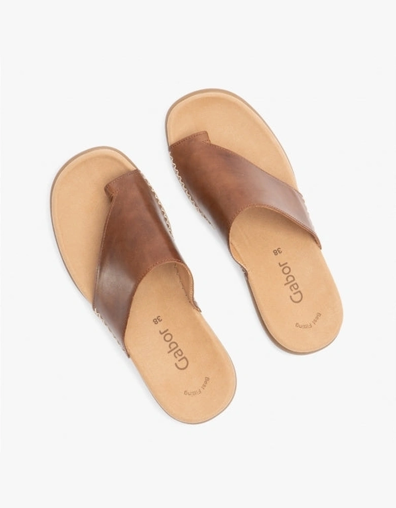 LANZAROTE Womens Leather Mule Sandals Peanut