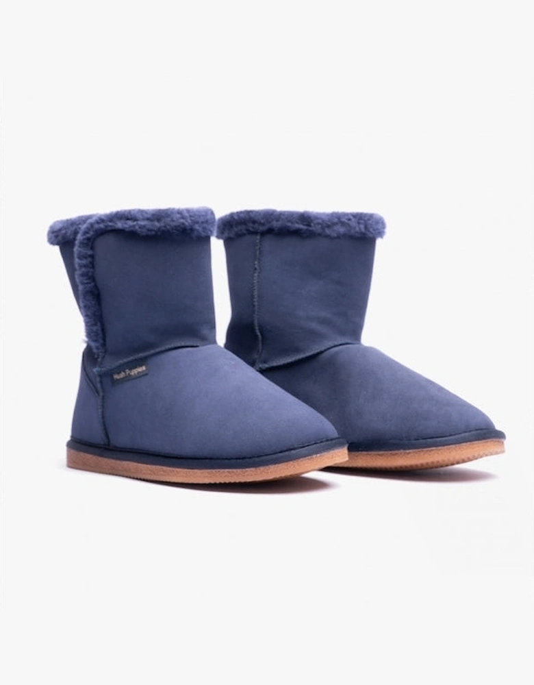 ASHLEIGH Womens Suede Bootie Slippers Navy