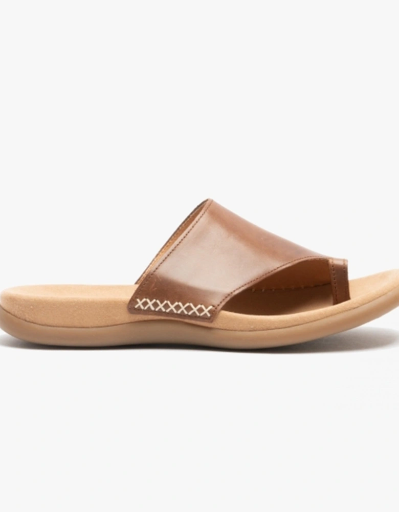 LANZAROTE Womens Leather Mule Sandals Peanut