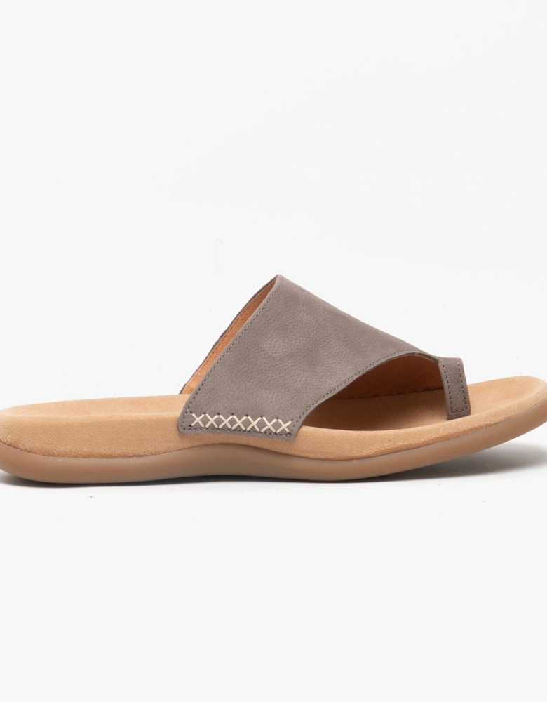 LANZAROTE Womens Leather Mule Sandals Smoke