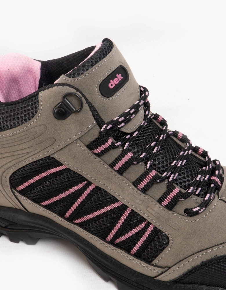 GRASSMERE Womens Scuff Cap Trek Ankle Boots Grey/Pink