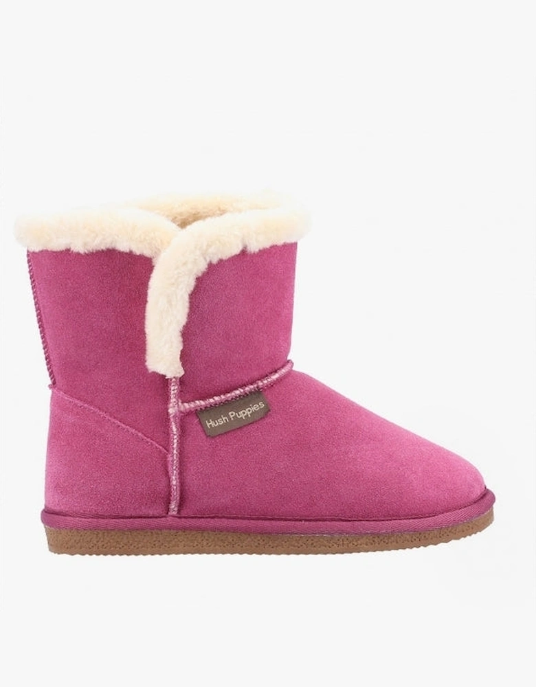 ASHLEIGH Womens Suede Boot Slippers Rose