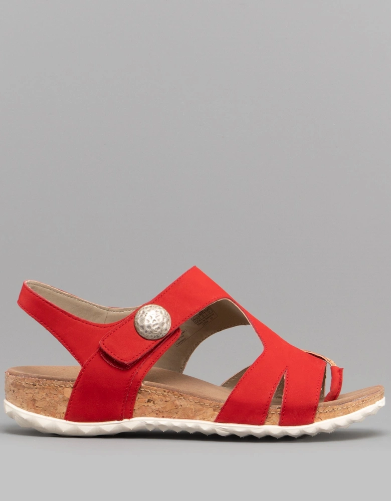 FLORENZ 04 Womens Leather Touch Fasten Sandals Red Combi