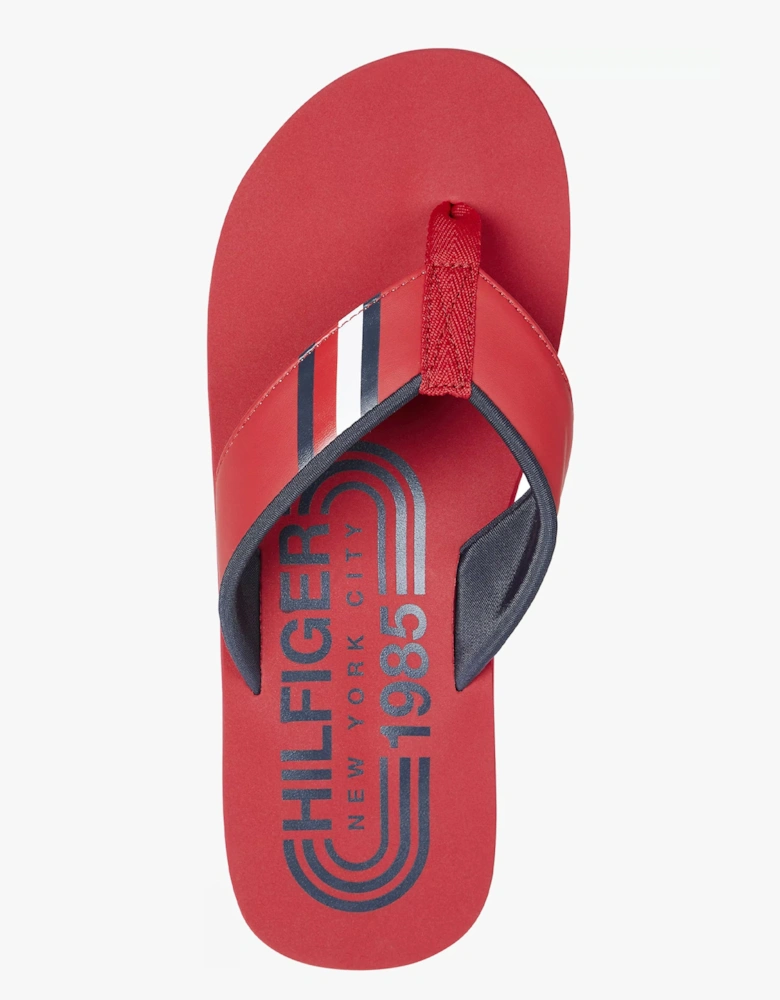 HILFIGER RWB PADDED Mens Flip Flops Primary Red