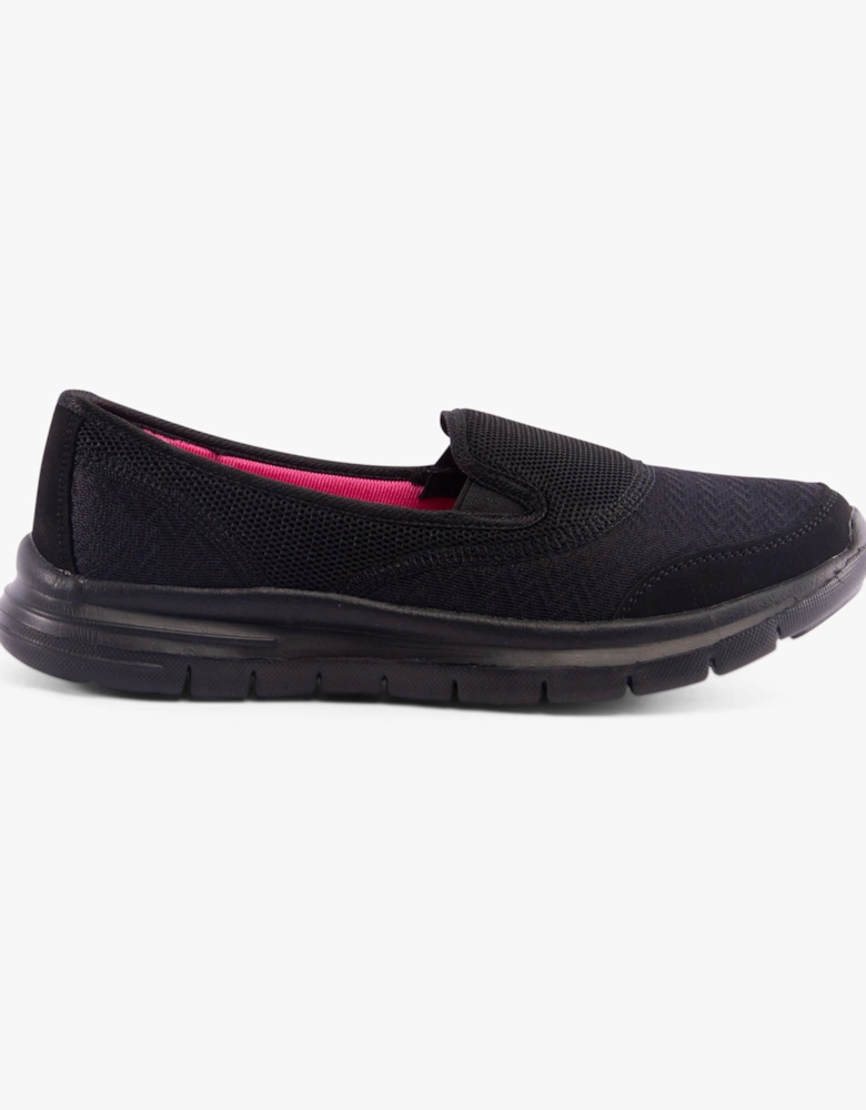 LADY SPORT Womens Lightweight Elasticated Trainers Black