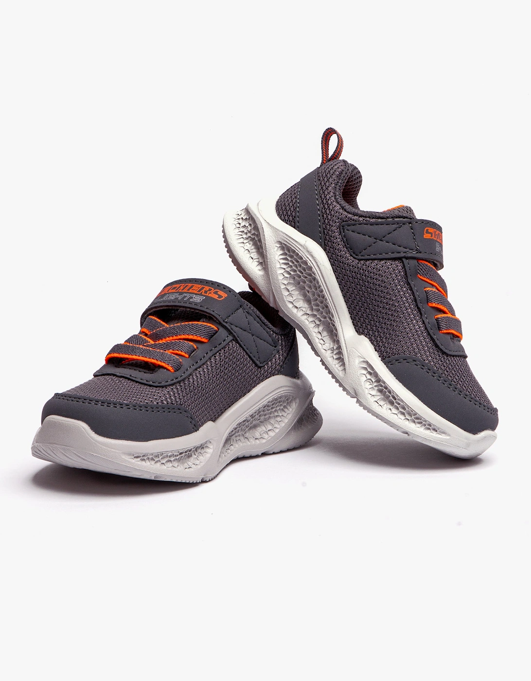 401675N/CCOR METEOR-LIGHTS Boys Trainers Charcoal/Orange