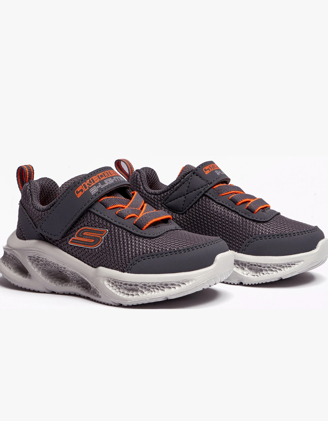 401675N/CCOR METEOR-LIGHTS Boys Trainers Charcoal/Orange