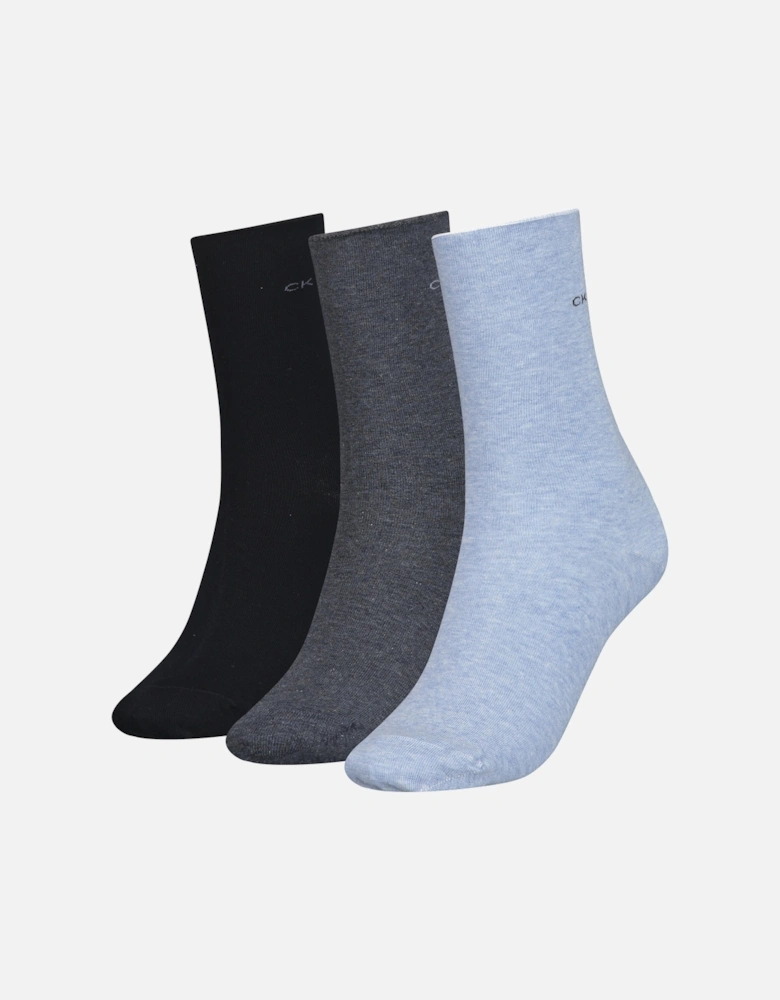 3 Pack Womens Crew Socks Blue