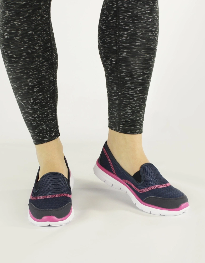 LADY SPORT Womens Lightweight Elasticated Trainers Navy/Fuchsia