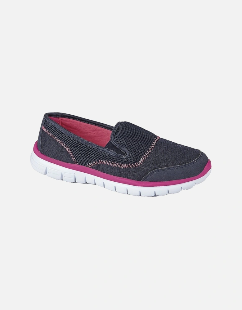 LADY SPORT Womens Lightweight Elasticated Trainers Navy/Fuchsia