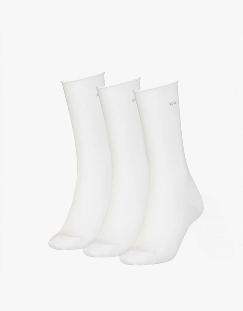 3 Pack Womens Crew Socks White