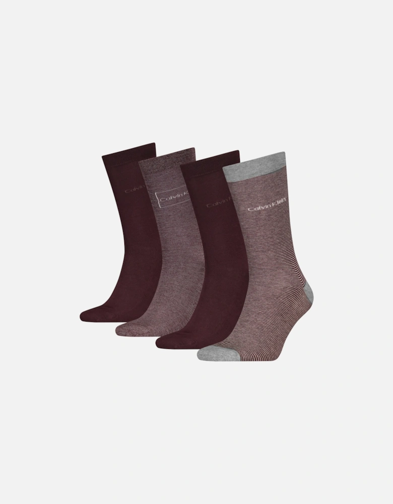 4 Pack Giftboxed Classic Mens Crew Socks Fudge/Grey Combo