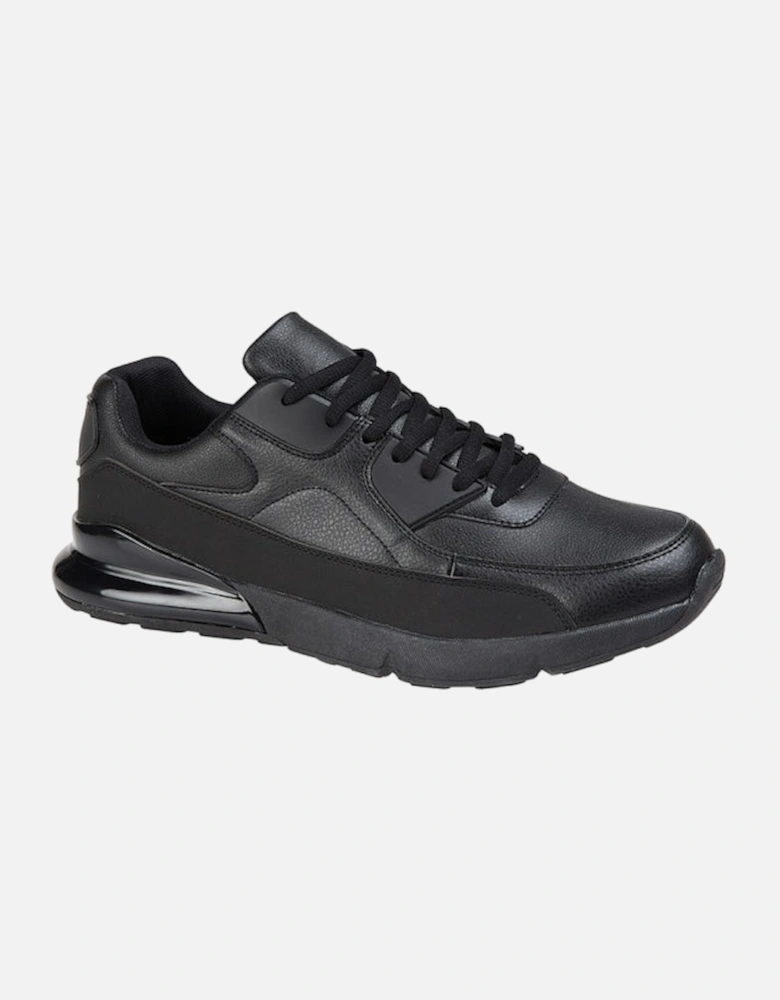 PIMLICO Mens Black PU/Mesh Casual Trainers