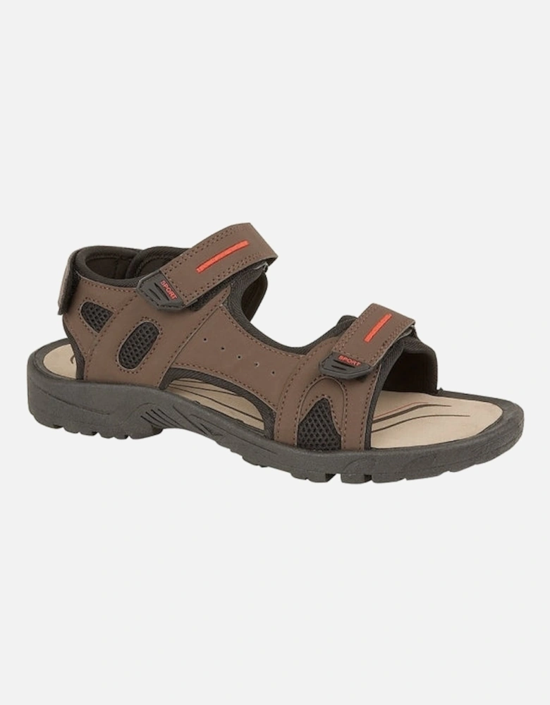 BROWN PU 3 Touch Fastening Adjustable Sports Sandal