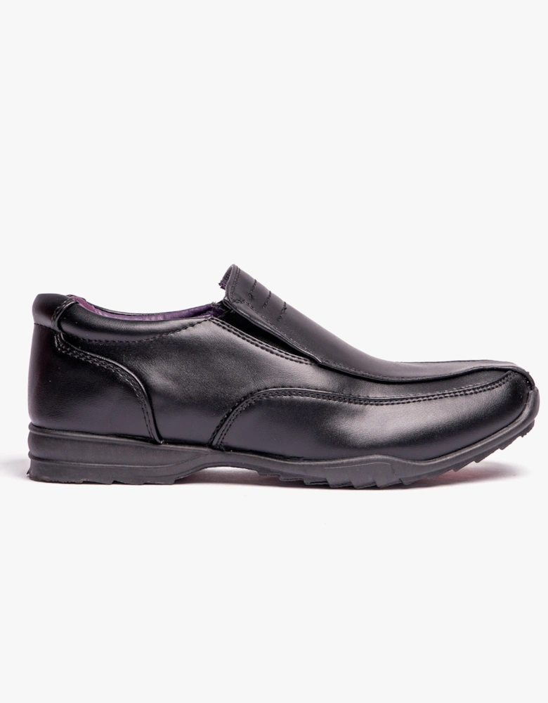 B612A Boys Slip On School Shoes Black