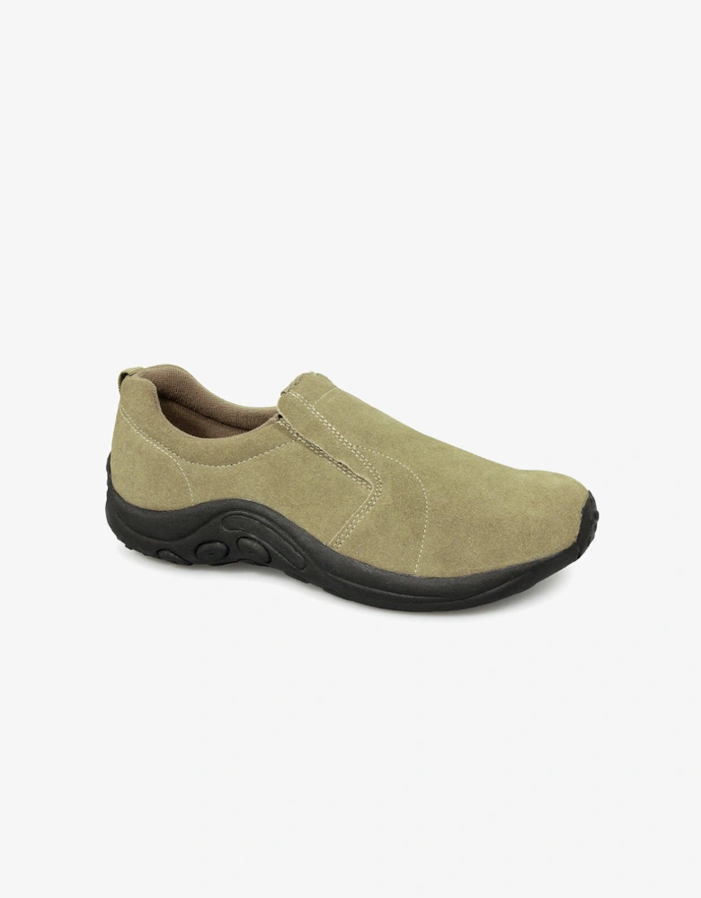 RYNO Unisex Twin Gusset Jungle Casual Suede Trainers Taupe