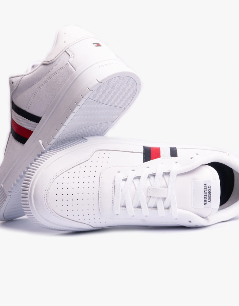 Mens SUPERCUP Stripes Leather Trainers White