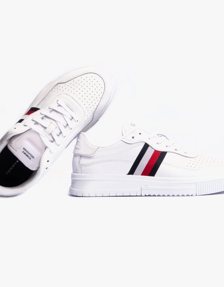 Mens SUPERCUP Stripes Leather Trainers White