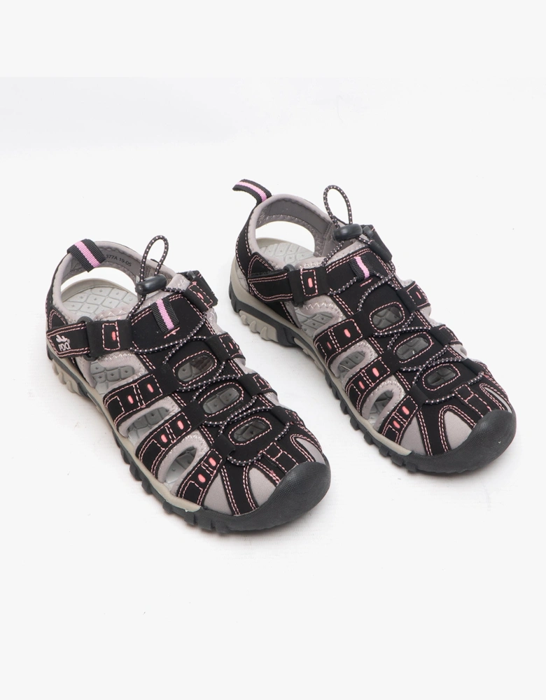 SASHA Womens Toggle & Velcro Summer Trail Sandals Black/Pink